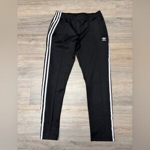 Adidas Women’s Medium Black White Stripe Ankle Zip Warm Up Pants